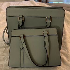 Nice handbag pair used for one season - pretty pale blue with gray hue.
